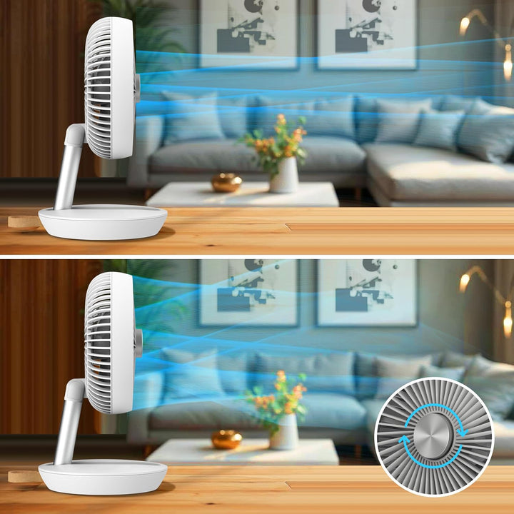Tischventilator Sehr Leise 27,9 cm USB Ventilator Akku 15h Table Fan FlexiGo Faltbar 4 Modi 400 m³/h