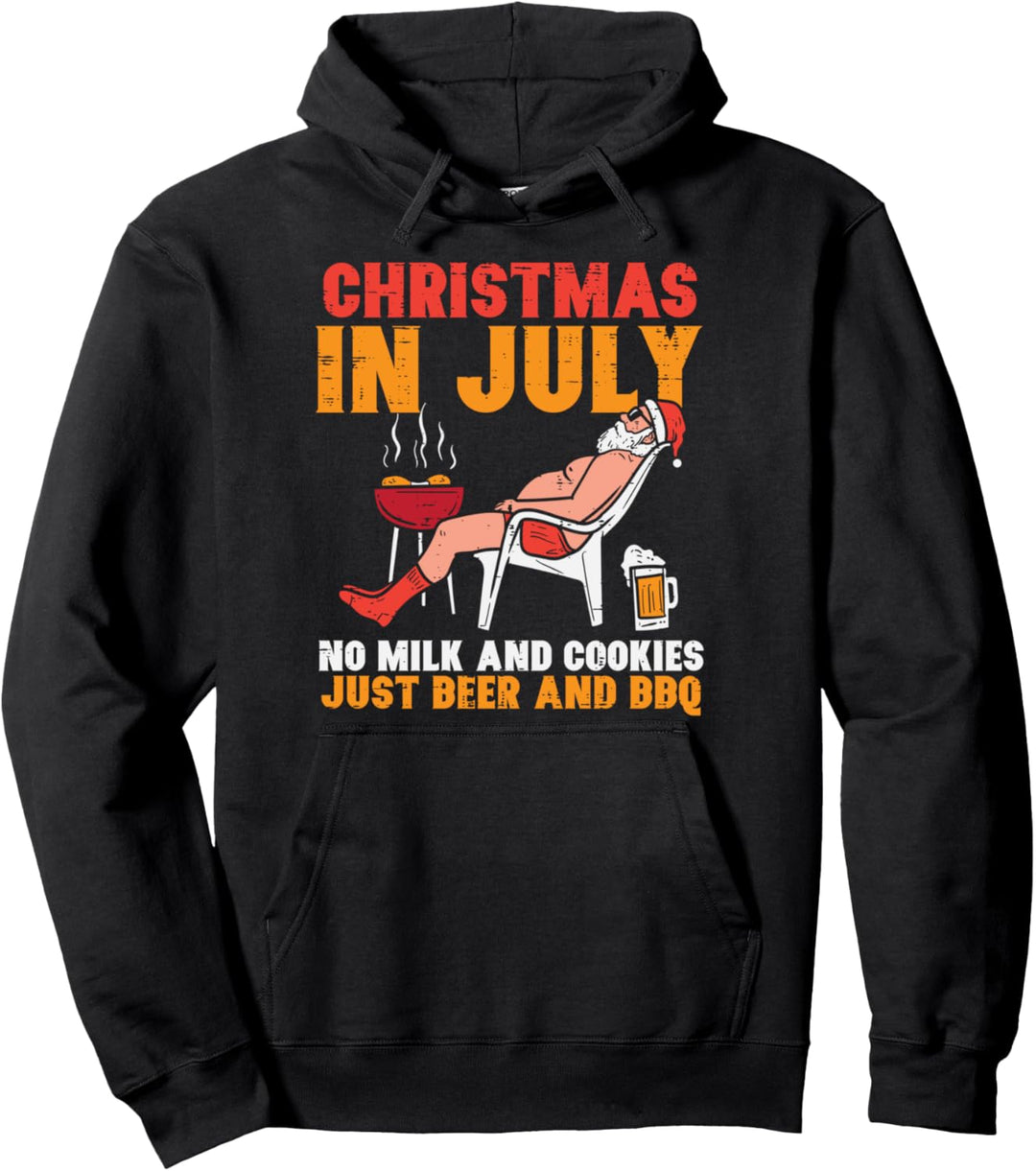 Christmas In July Beer And Bbq Summer Xmas In July Men Dad Pullover Hoodie