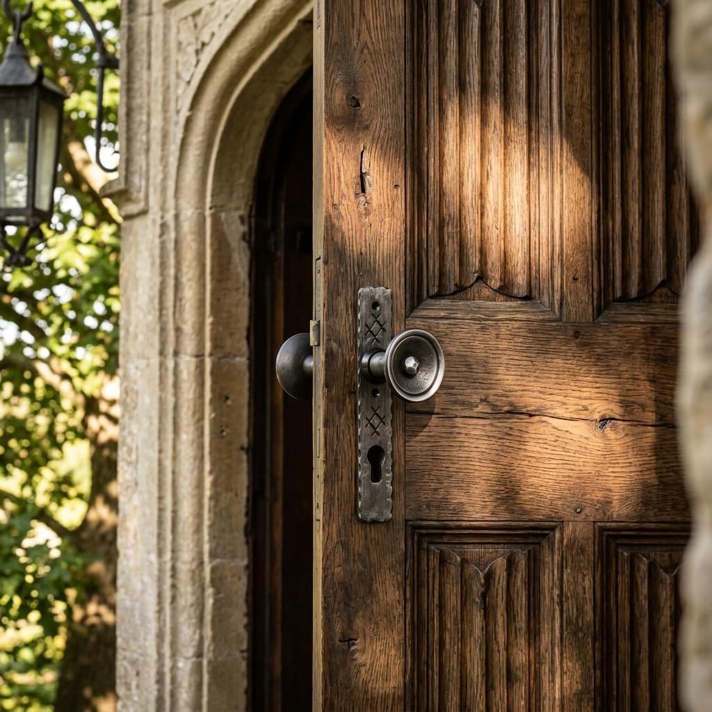 UHRIG Tür-Knauf im Retro-Look - drehbares Knopfdrücker-Paar aus Schmiede-Eisen - Vintage Tür-Knopf -