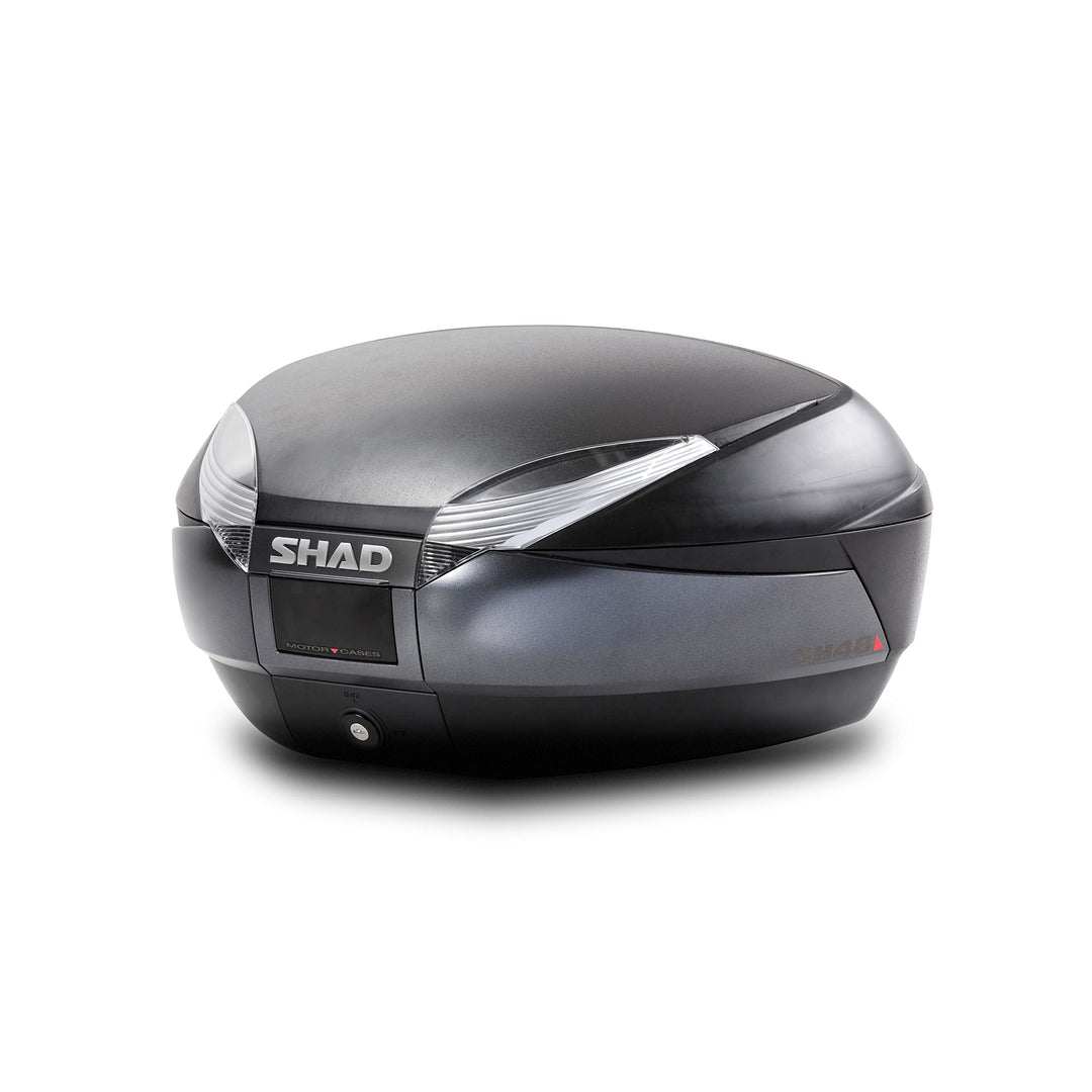 Shad D0B48100 Top-Case mit Universal Halter und Rückstrahler, 48 Liter Schwarz, Schwarz