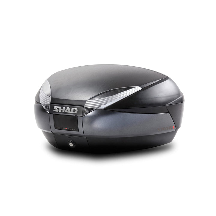 Shad D0B48100 Top-Case mit Universal Halter und Rückstrahler, 48 Liter Schwarz, Schwarz