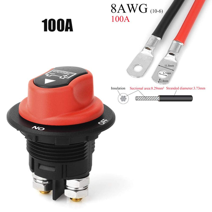 Jtron batterieschalter trennschalter motorrad an-aus batterieschalter 12v mini mit 8AWG Kabel 50CM f