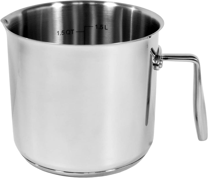 Milchtopf aus Edelstahl - Milchtopf geeignet für Induktion - Griff aus Stahl - Made in Italy - Durch