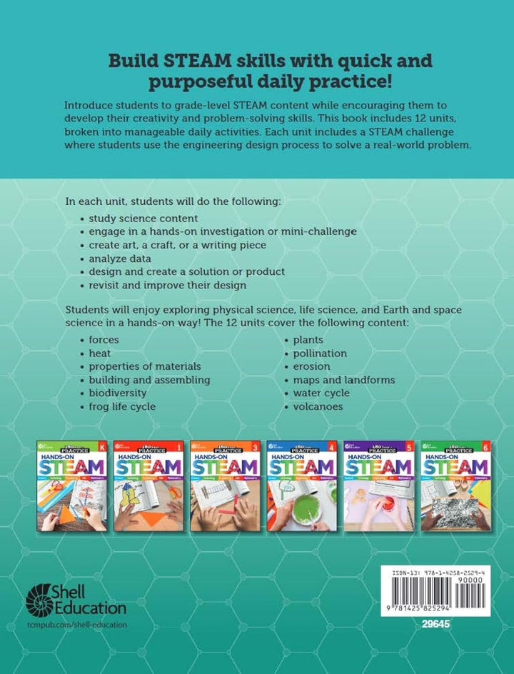 180 Days: Hands-On STEAM: Grade 2 (180 Days of Practice), Paperback