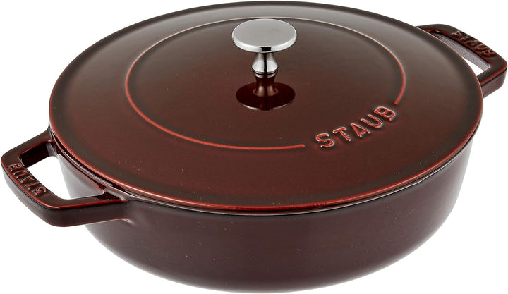 STAUB Gusseisen Bräter, Chistera Tropfenstruktur im Deckel, Rund 24 cm, 2,5 L, Grenadine Rot Grenadi