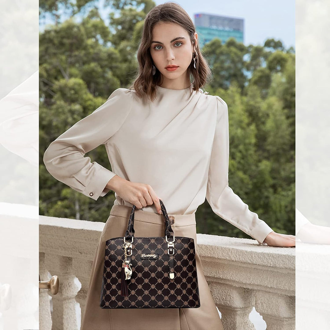 NICOLE & DORIS Damen Handtasche Elegante Schultertaschen Bedruckte Handtaschen PU Leder Frauen Umhän