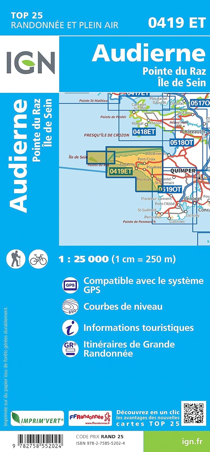 Audierne Pointe du Raz/Sein 1:25 000: 1:25000 (TOP 25), Karte