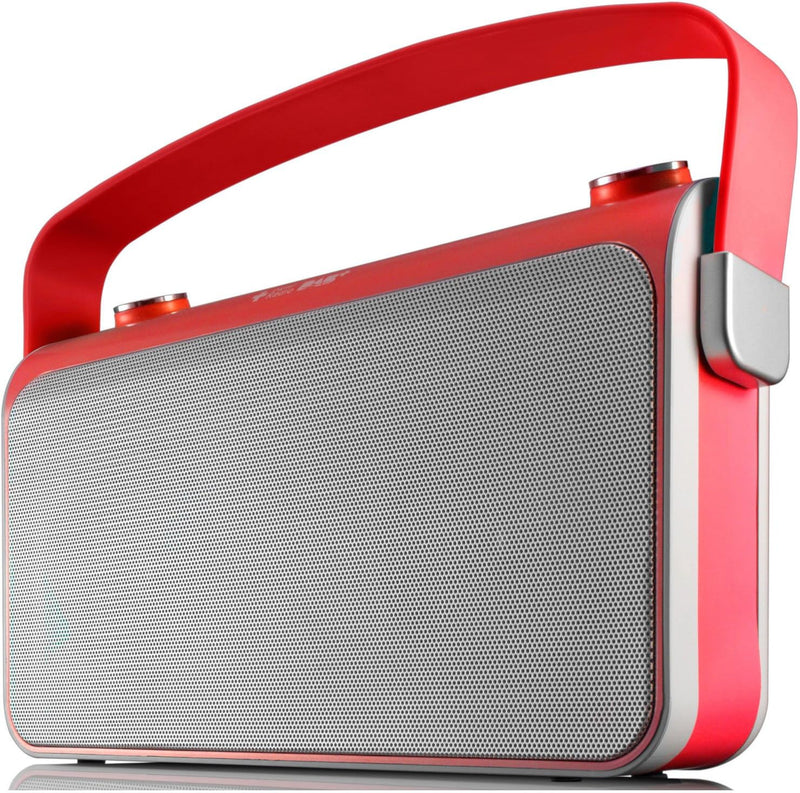 Lenco Lucille Retro Radio mit Bluetooth (5Watt RMS, UKW und DAB+, NFC Pairing, USB-Lader) rot