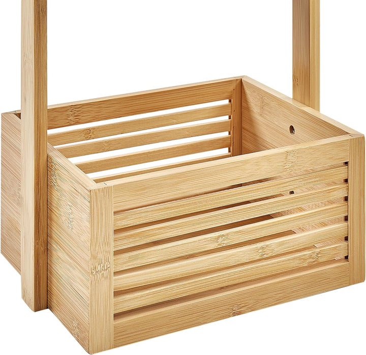 Beliani Badregal mit Griff Bambusholz Hellbraun 80 cm 3 Fächer Lamellen-Optik Waverly