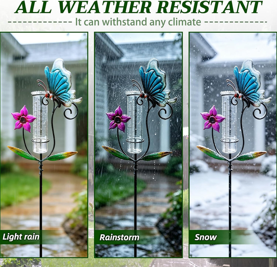Regenmesser, Regenmesser Frostsicher Regenmesser Gartendeko mit Metall Erdspiess, Gartenzubehör Anal