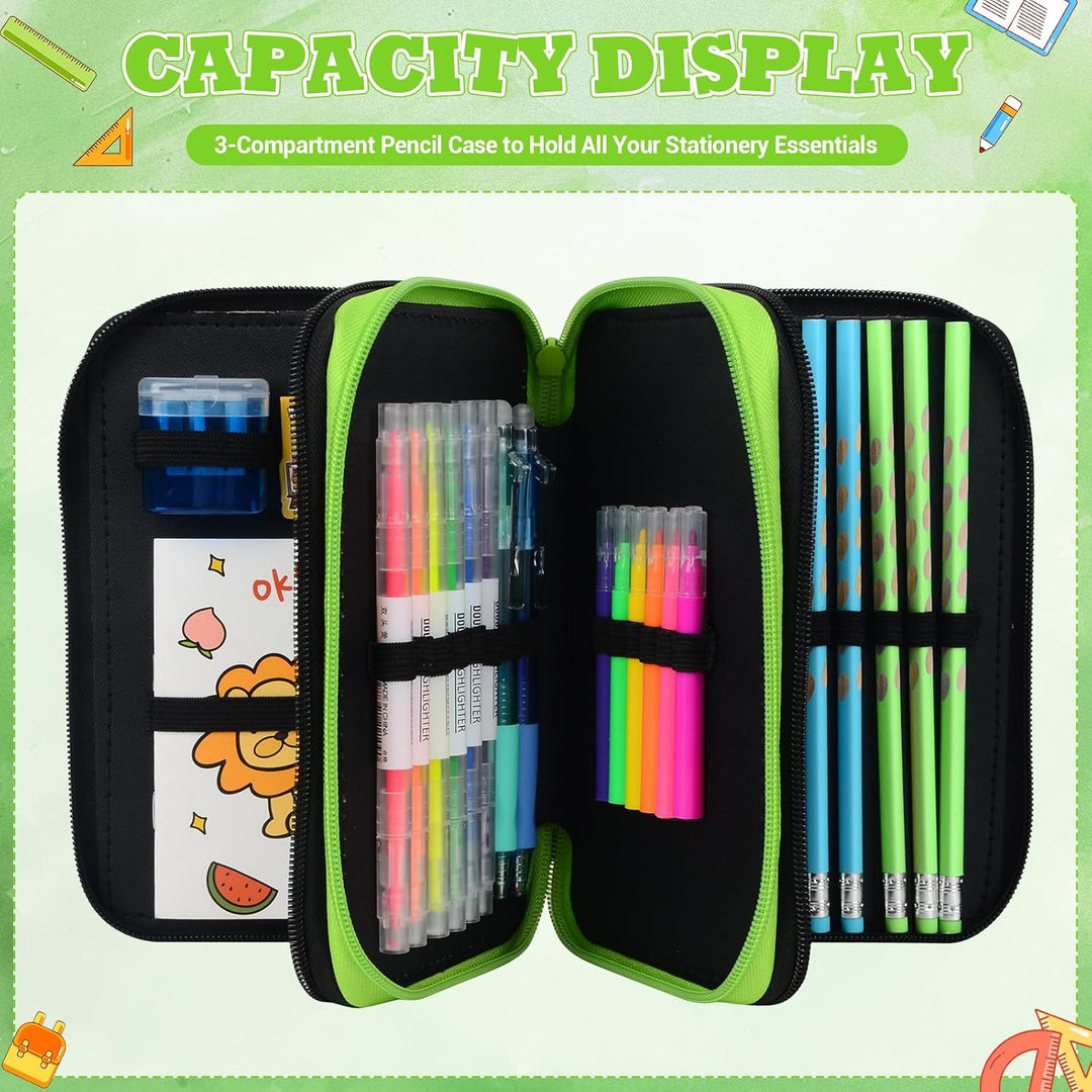 41 Artikel Federmappe Jungen, Federmäppchen 3 Fach Jungen Mäppchen Gefüllt Spiel Set, Federtasche 3