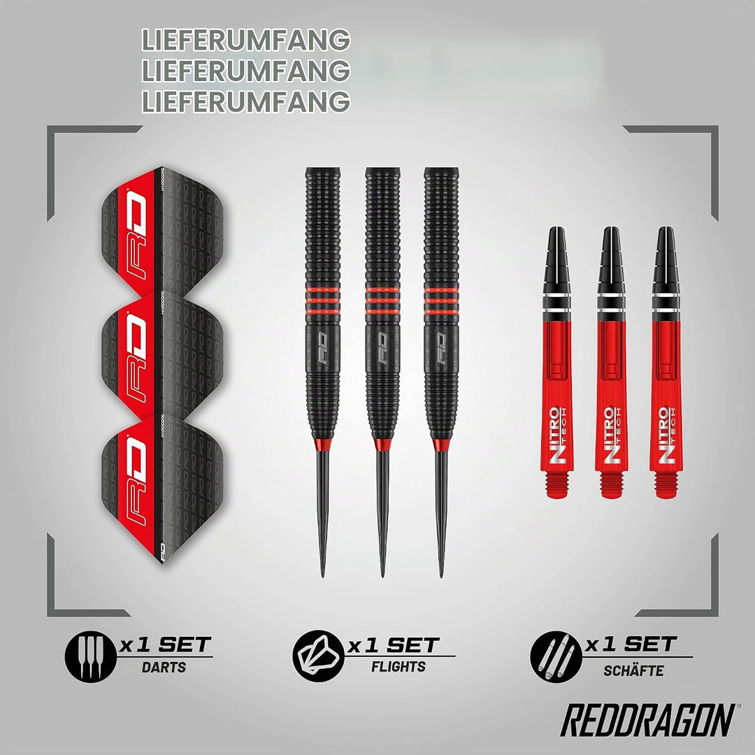 RED DRAGON Milano RS 21g, 22g, 23g, 24g oder 26g Tungsten Darts mit Flights und Schäfte 21.0 Gramm,