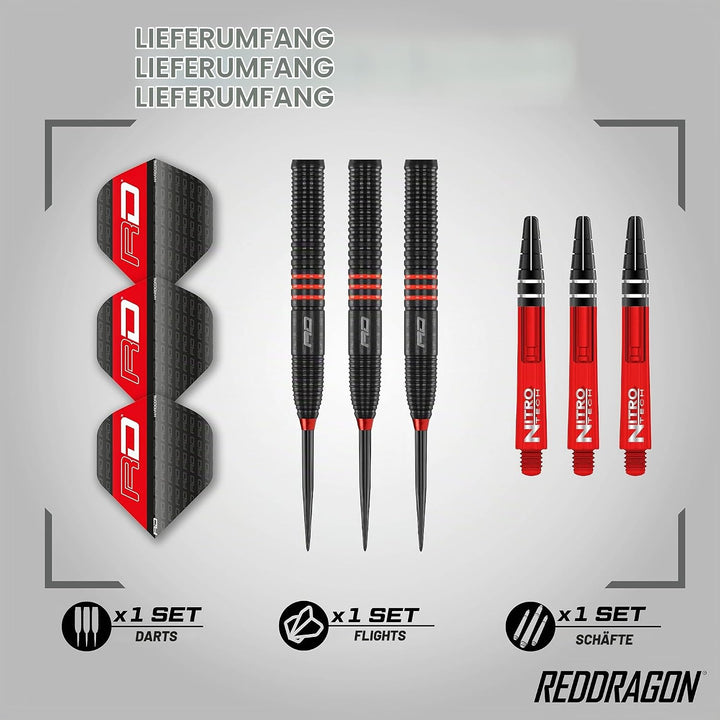 RED DRAGON Milano RS 21g, 22g, 23g, 24g oder 26g Tungsten Darts mit Flights und Schäfte 21.0 Gramm,