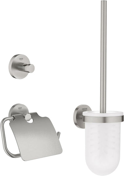 GROHE Start Cosmopolitan - WC- Set 3-in-1 (Material: Glas/ Metall, verdeckte Befestigung), superstee