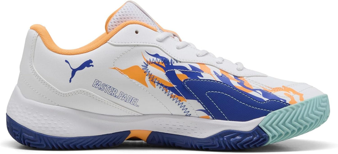 PUMA Unisex Nova Smash Tennis Shoe, 37 EU Puma White Vivid Blue Heat Fire Puma Black