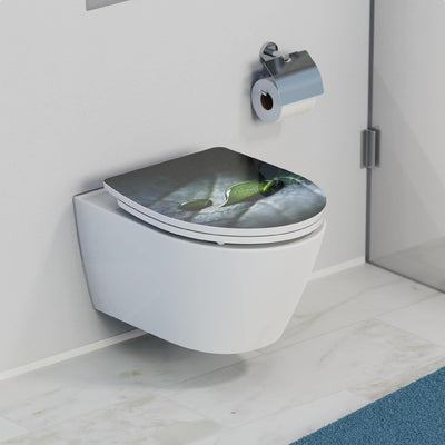 SCHÜTTE RAIN DROP WC-Sitz Duroplast HG, Hochglänzender Toilettensitz mit Absenkautomatik, Schnellver