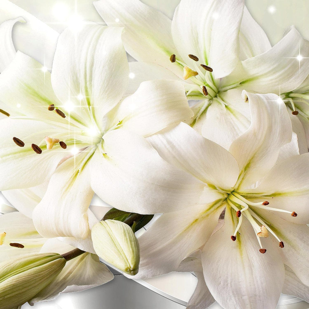 Runa Art Wandbilder Blumen Lilien 5 Teilig Bild auf Vlies Leinwand Deko Wohnzimmer Abstrakt Grau Grü