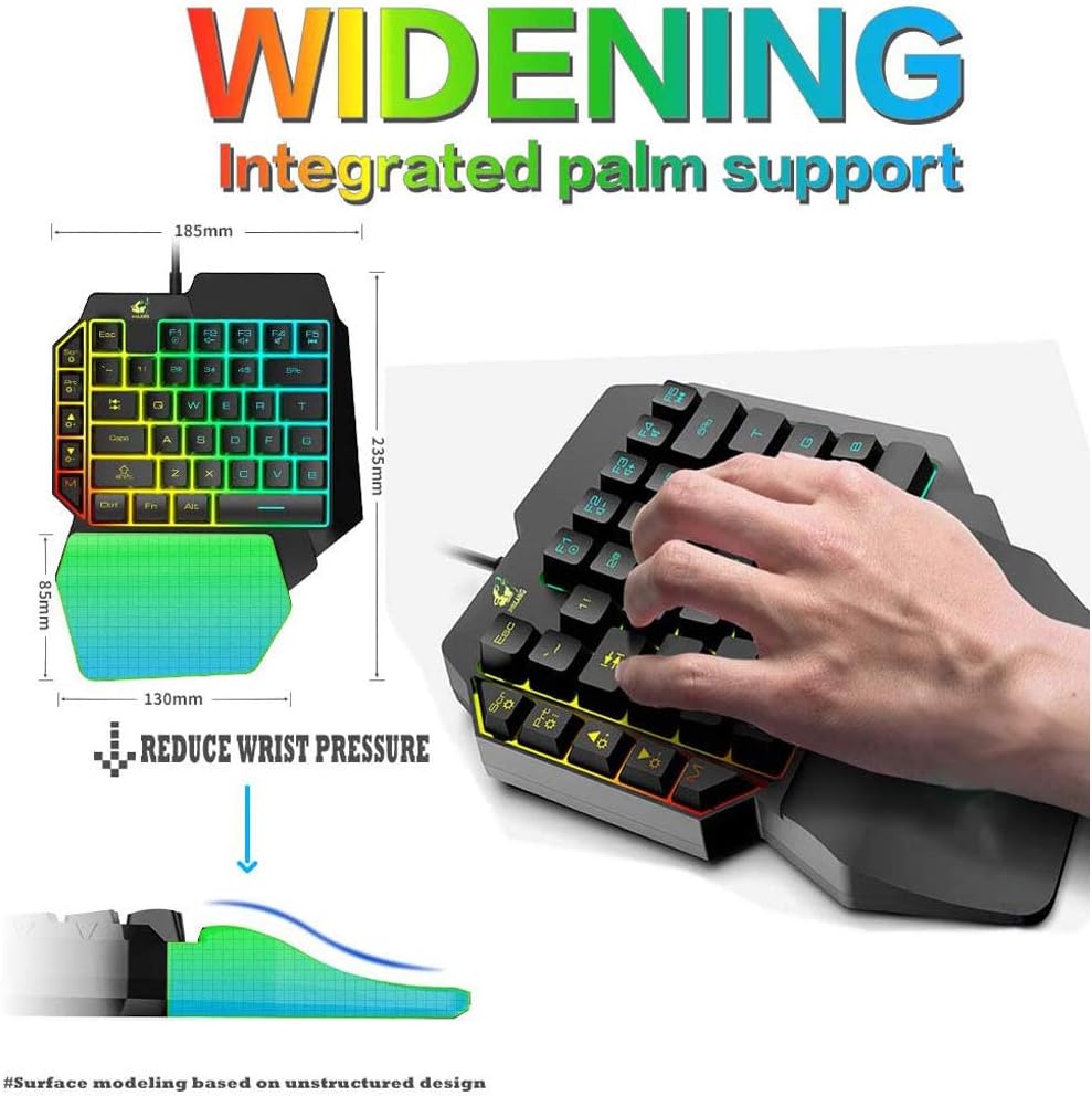 Kombination aus Gaming-Tastatur und -Maus, verkabelt 39 Tasten Mechanisches Gefühl Regenbogen-Hinter