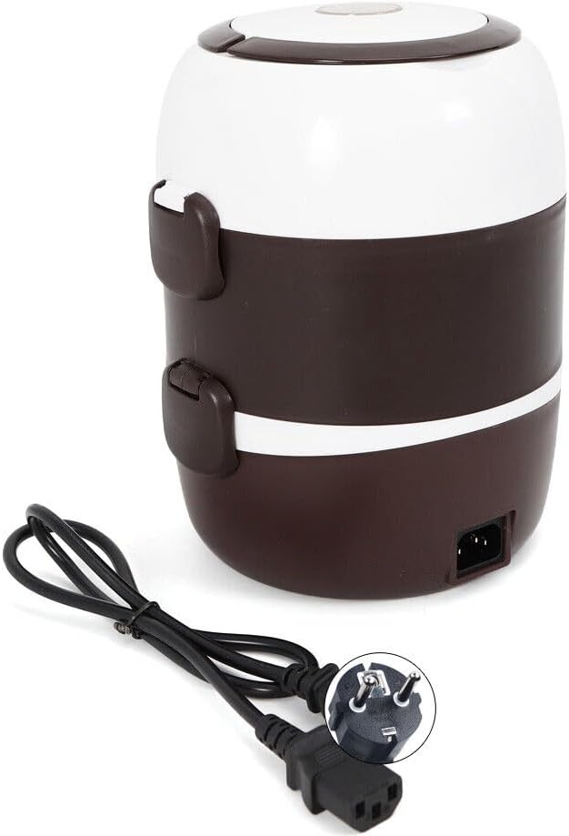 2L 3 Schichten Tragbare Brotdose Reiskocher Elektrisch Lunchbox, 360°Dampferhitzungstechnologie Esse