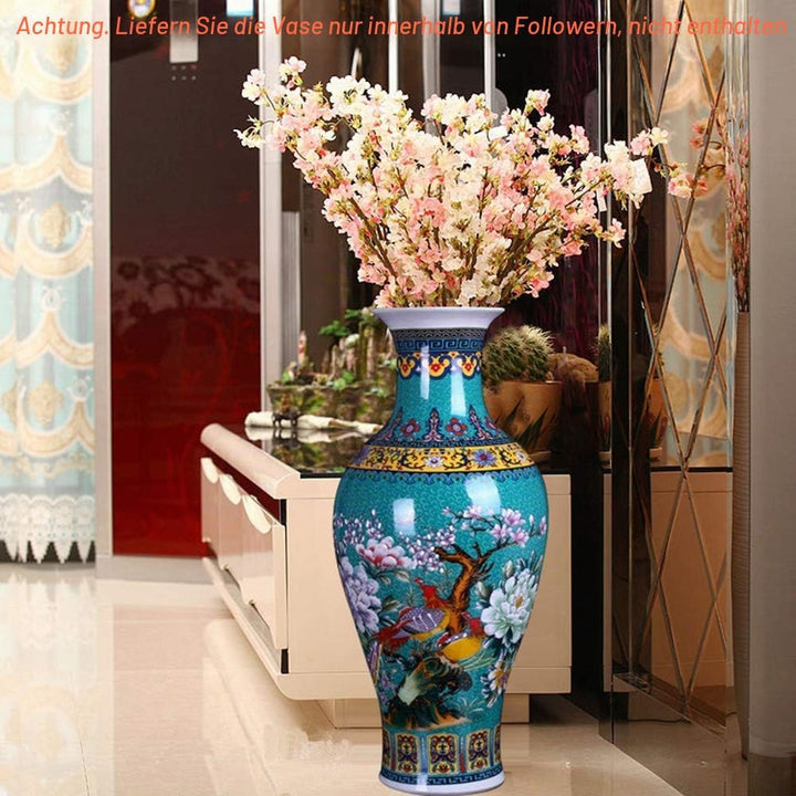 ufengke Jingdezhen Grosse Fishtail Keramik Bodenvase,Blumenvase,Handgefertigte Dekorative Vase für H