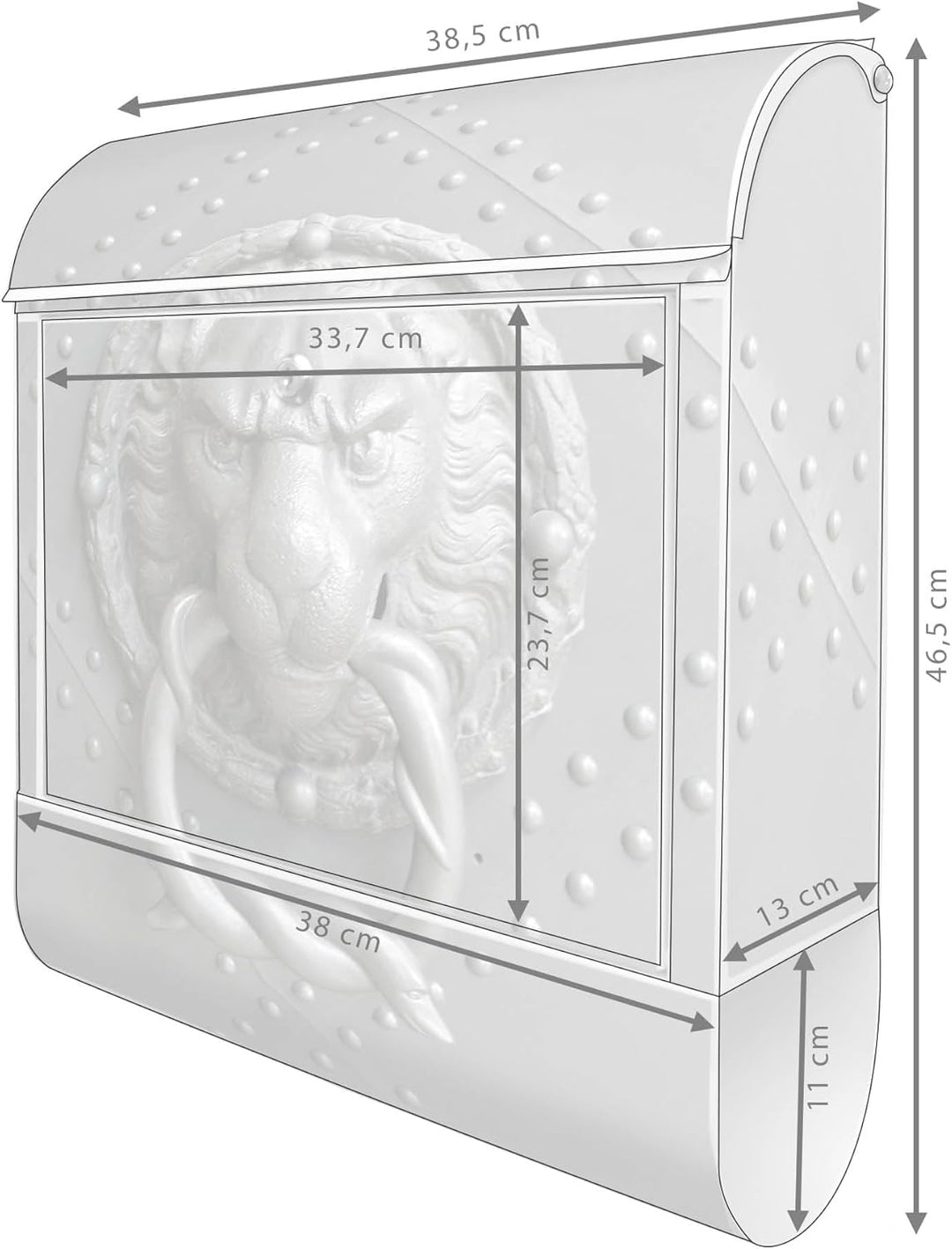 banjado® Design Briefkasten mit Motiv Eisentor 39x47x14cm &amp; 2 Schlüssel - Briefkasten Stahl weiss mi