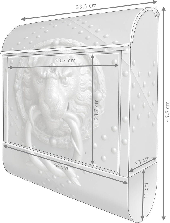 banjado® Design Briefkasten mit Motiv Eisentor 39x47x14cm &amp; 2 Schlüssel - Briefkasten Stahl weiss mi