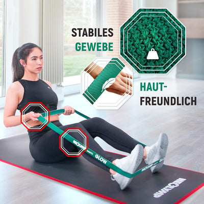 NEOLYMP Lange Fitnessbänder Stoff mit Fitness E-Book - waschbare Resistance Bands, Widerstandsbänder