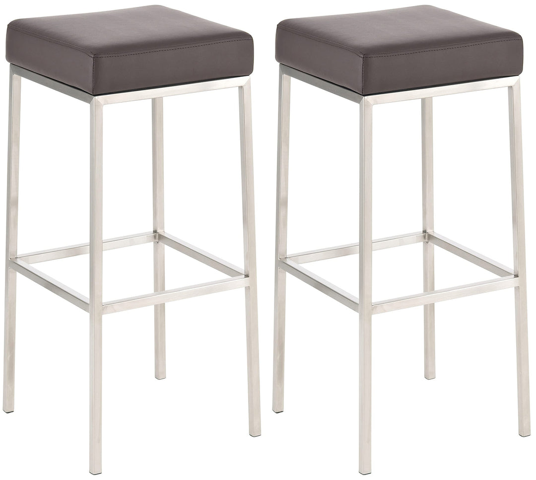 CLP 2er Set Barhocker Montreal Kunstleder I Gepolsterte Stühle Für Bartresen, Farbe:braun, Gestell F