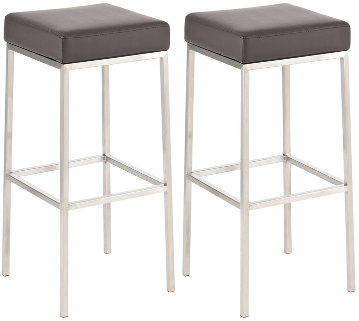 CLP 2er Set Barhocker Montreal Kunstleder I Gepolsterte Stühle Für Bartresen, Farbe:braun, Gestell F