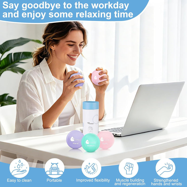 RYACO Handtherapie-Übungs-Stressball-Bundle – 3er-Set – Stressball mit dynamischem Widerstand und Gr