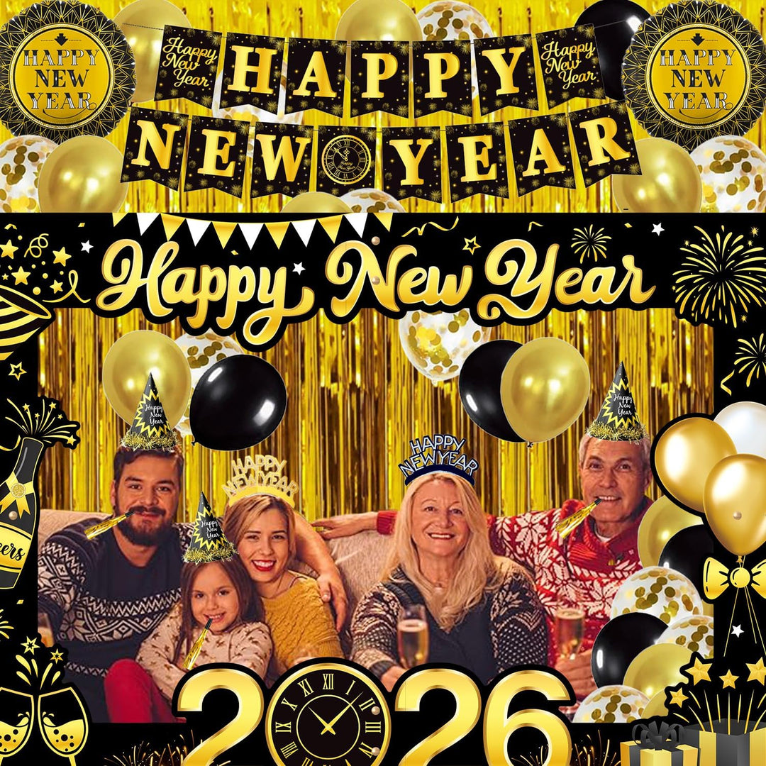 Silvester Deko 2025 Neujahr Party Dekoration Set, Silvester Foto Requisiten XXL Silvester Fotorahmen