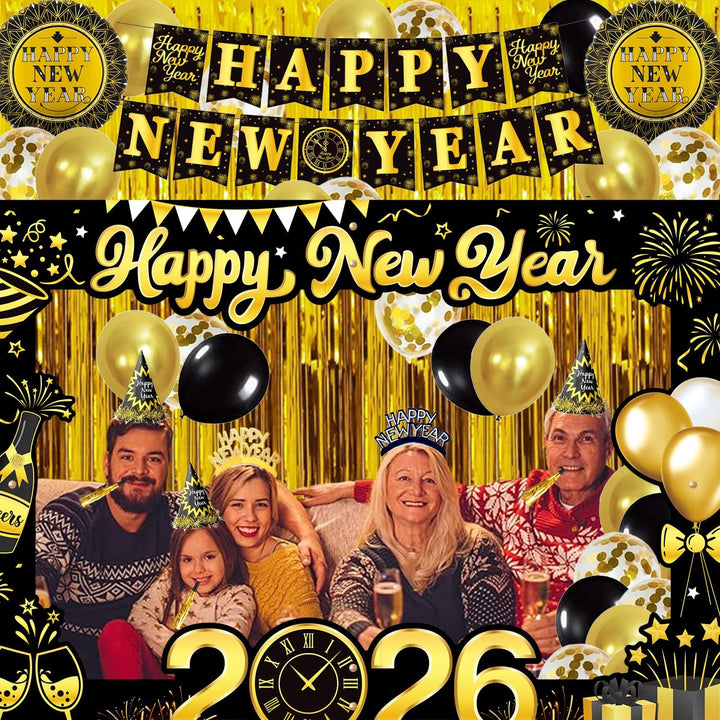 Silvester Deko 2025 Neujahr Party Dekoration Set, Silvester Foto Requisiten XXL Silvester Fotorahmen