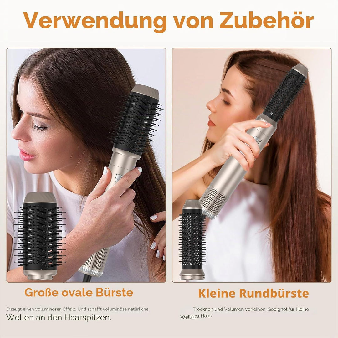 6 in 1 Hairstyler, 1000w Professioneller Haarstyler Föhn, 30mm Lockenstab Warmluft Curler, All in On