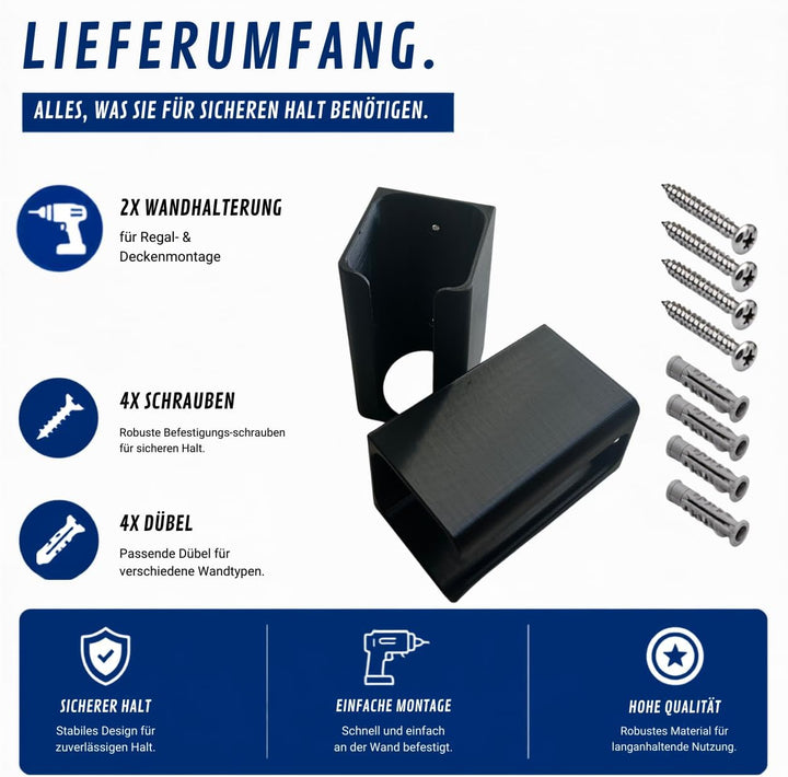 Generisch 2x Akkuschrauber Halterung für Regal Decken Halter Wandhalter Universal Set