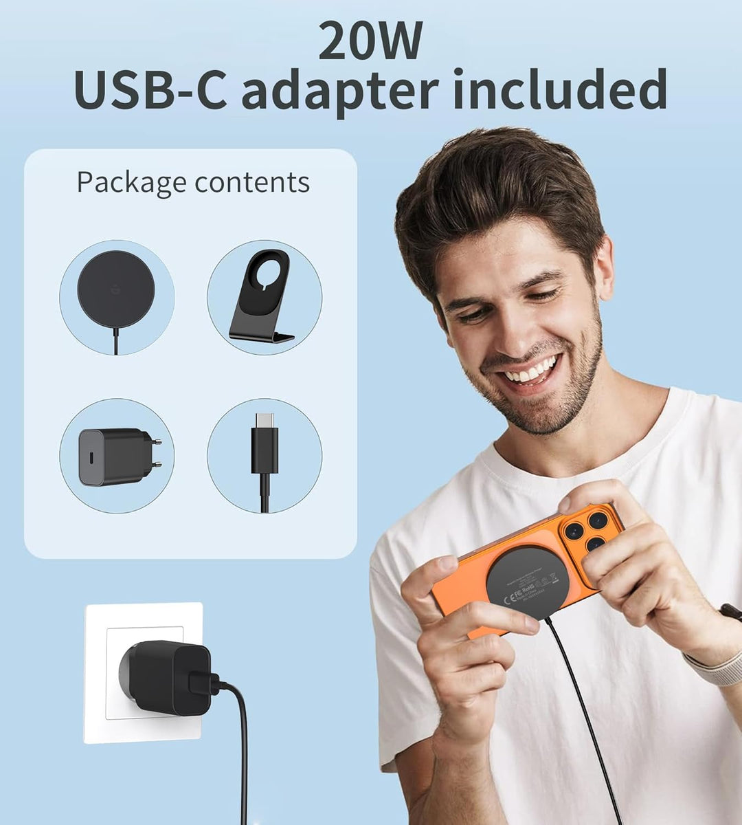 Mag Safe Ladegerät, Wireless Charger induktive ladestation, Magnetisch Induktionsladegerät, Kabellos