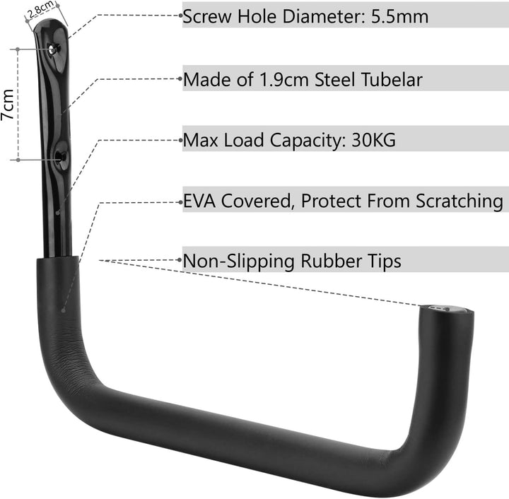 pipabiba Garagenhaken, Kajak-Aufbewahrungshaken, 6 Stück, robuste Kleiderbügel für Gartenwerkzeuge,