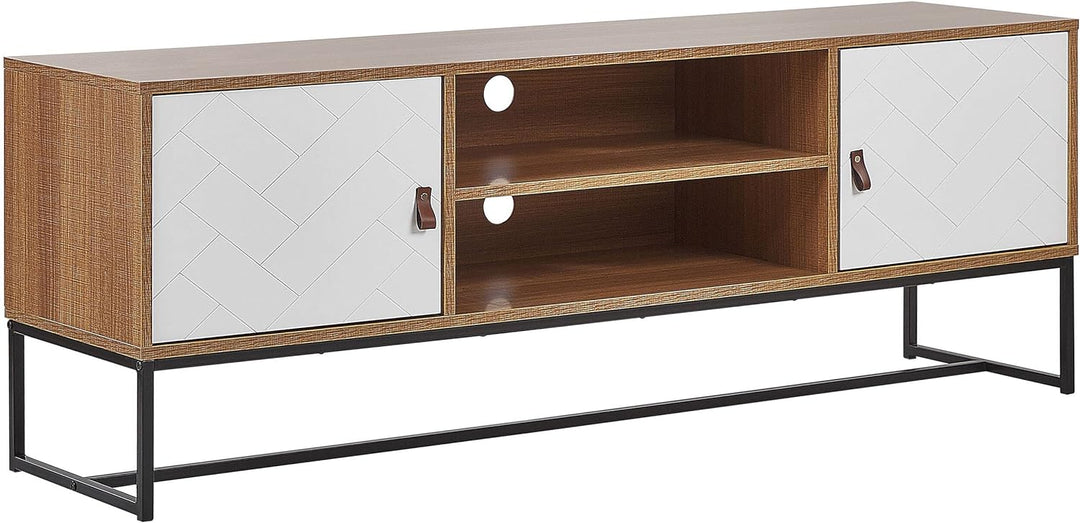 Modernes Lowboard heller Holzfarbton / weiss 2 Türen Nueva