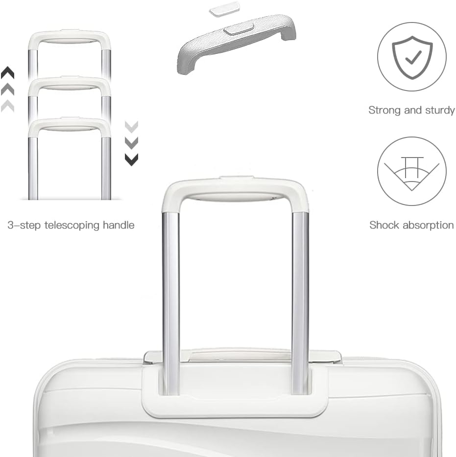 KONO Trolley Koffer Mittelgross 4 Rollen Leicht Hartschalenkoffer Reisekoffer mit TSA Schloss, 66x46