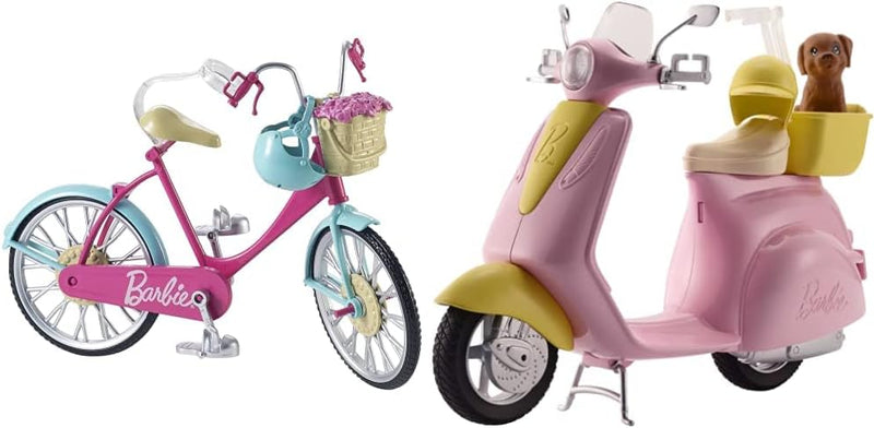 Barbie DVX56 FRP56 Motorroller, pink & DVX55 - Fahrrad