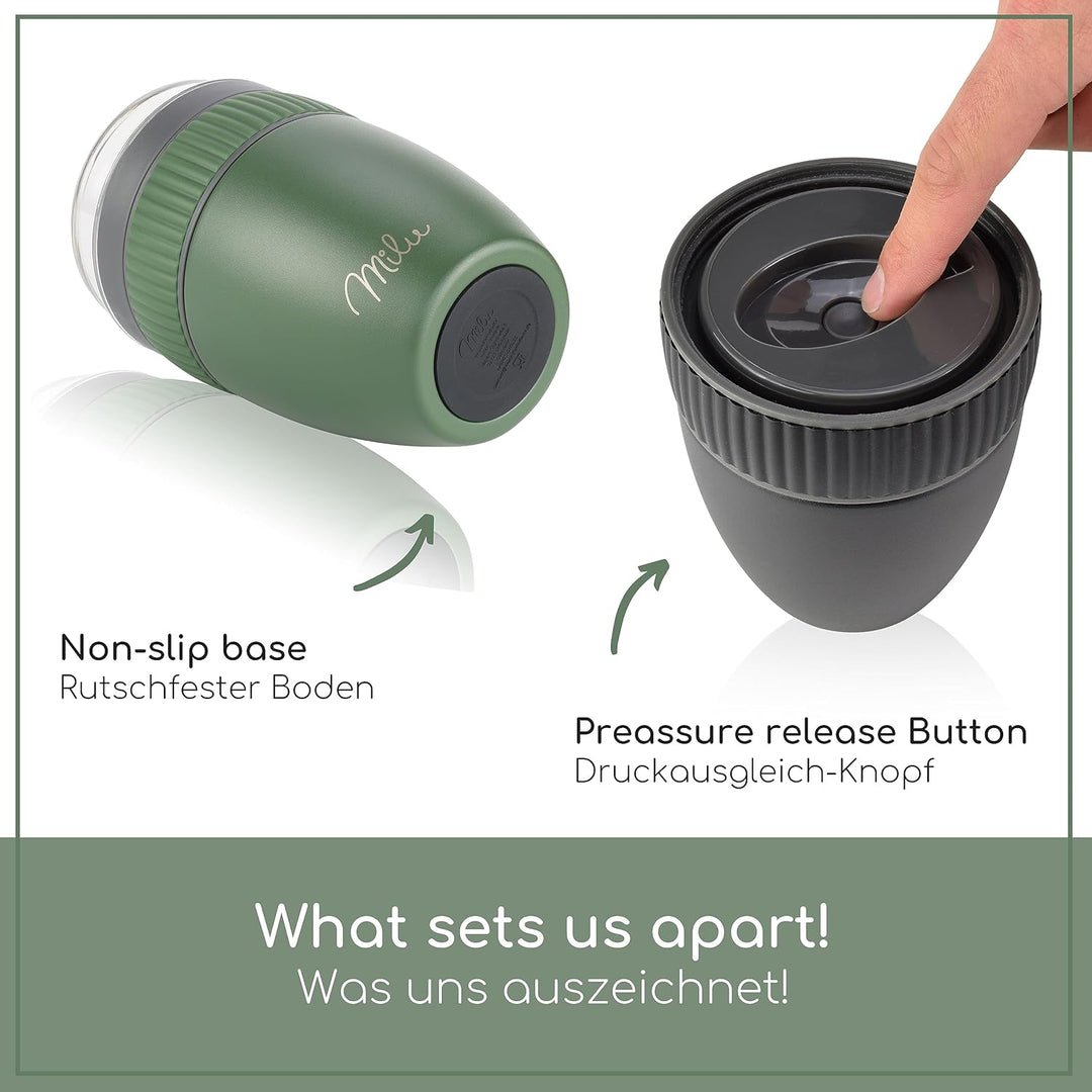 Milu Müslibecher to go 400ml I isolierter Edelstahl Joghurtbecher für Müsli I auslaufsicherer Becher