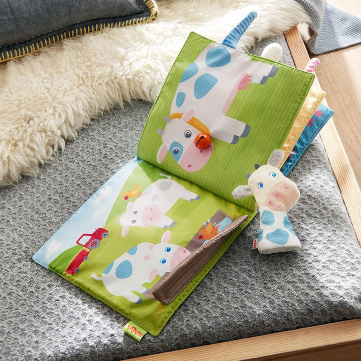 HABA 306085 - Stoffbuch Bauernhof, Babybuch ab 6 Monaten, Bunt