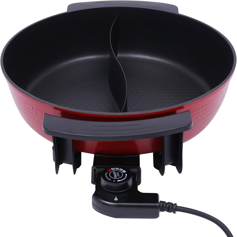 Hot Pot 1300W 220V, Elektrisch Hotpot 6L Twin Kochtopf Feuertopf Suppentopf mit Deckel, 2 Kammern Ho