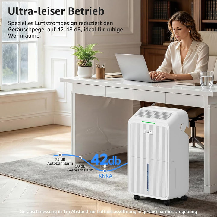 KNKA Luftentfeuchter, 16 L/T, Energiesparender Entfeuchter, Leiser Raumentfeuchter, 3,3 L Wassertank