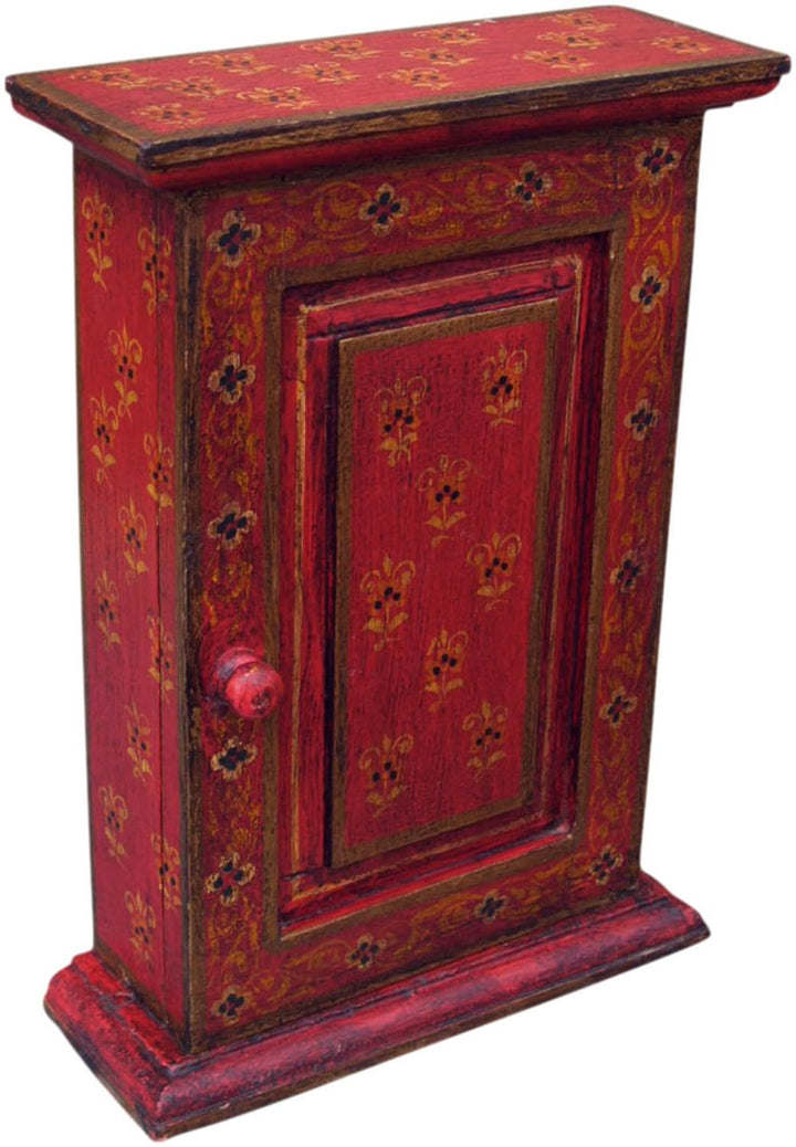 GURU SHOP Schlüsselkasten, Bemalte Schlüssel Ablage Box mit Tür - Muster 3, Mehrfarbig, 30x23x9 cm,