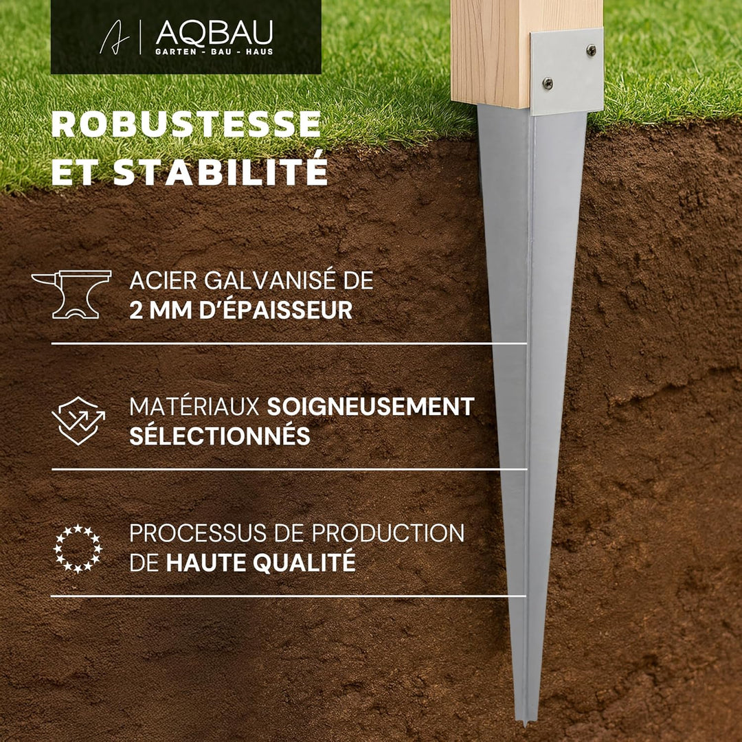 Aqbau® Einschlag-Bodenhülse L 40 x 500 Pfostenträger Einschlaghülse Einschlagbodenhülse feuerverzink