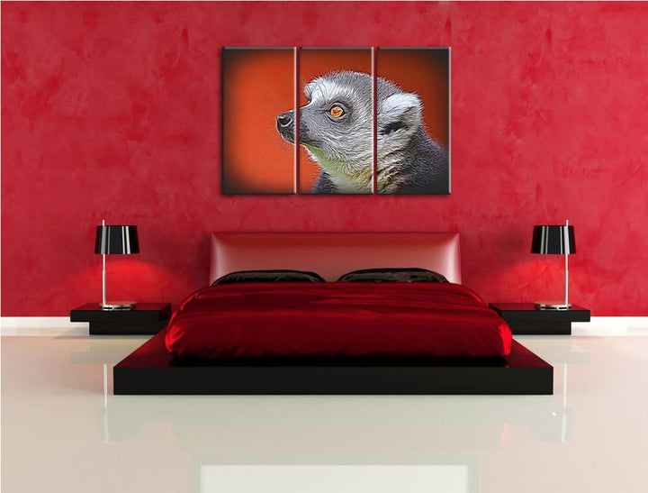 wachsamer Katta NewArt 3-Teiler Leinwandbild 120x80 Bild auf Leinwand, XXL riesige Bilder fertig ger
