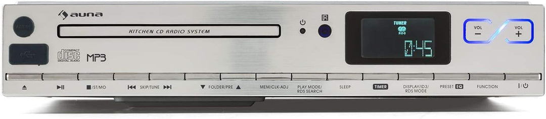 AUNA KCD-20 - Küchen-Radio, Unterbauradio, 2 x 6,5 cm Breitbandlautsprecher, MP3-CD-Player, UKW Tune