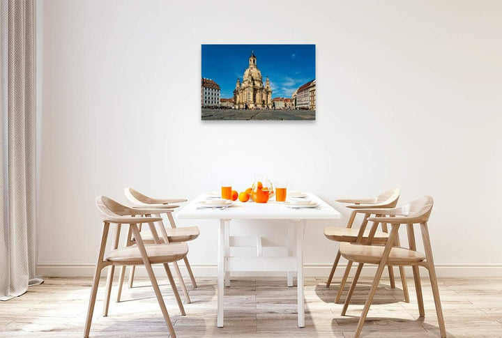 Premium Textil-Leinwand 90 x 60 cm Quer-Format Frauenkirche Dresden | Wandbild, HD-Bild auf Keilrahm