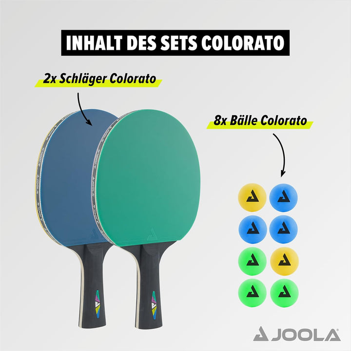 JOOLA Tischtennisschlaeger Set Bestehend aus 2 Tischtennisschläger + 8 Tischtennisbälle - Ideal für
