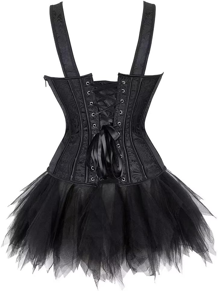 Korsett Sexy Kleider Rock Damen Dress Korsagenkleid Corsage Vollbrust Bustier Strapshalter Reissvers